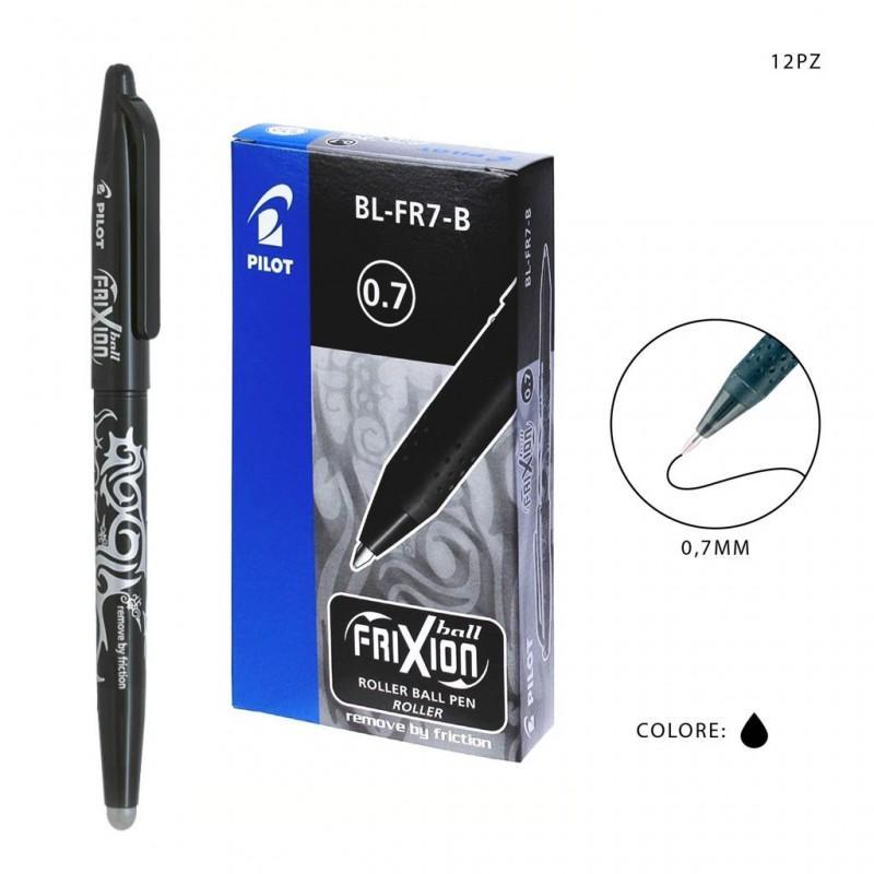 pilot pilot frixion ball 12 penne a sfera cancellabili ricaricabili nero con punta da 0,7 mm - foto 1