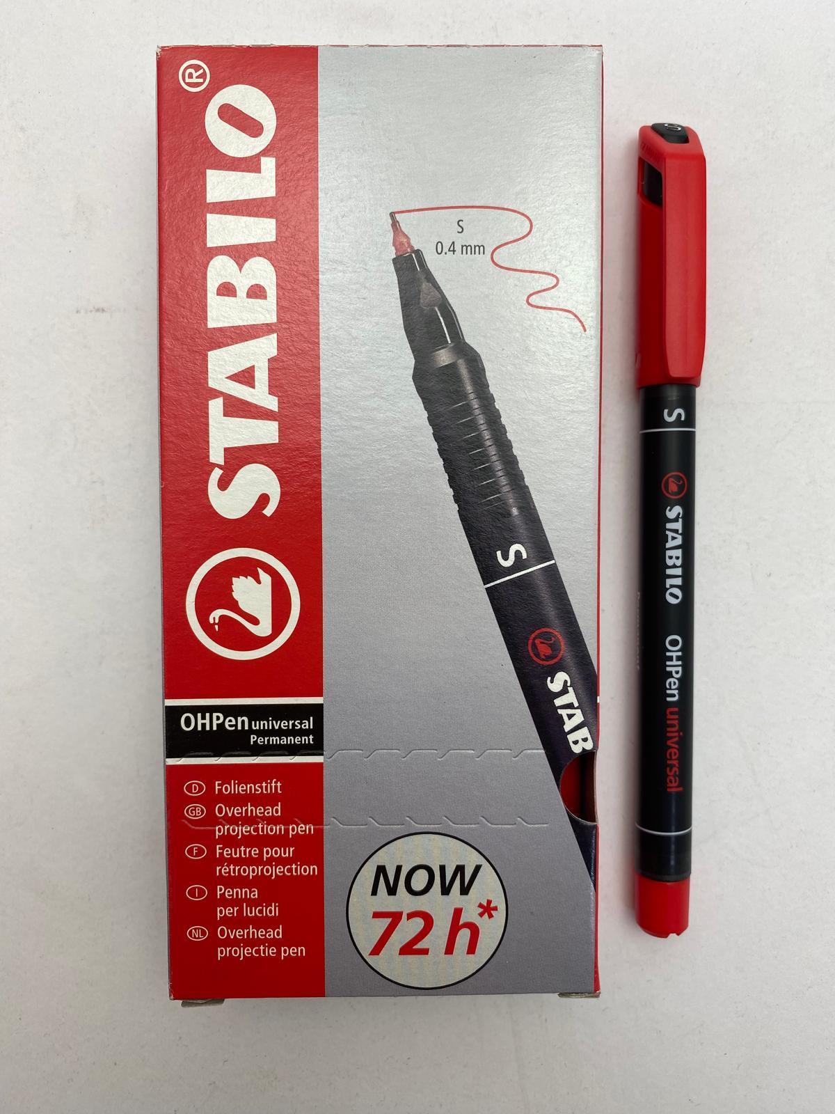 stabilo stabilo ohpen conf. da 10 pz. pennarello marcatore permanente punta super fine (s) da 0,4 mm colore rosso - foto 1