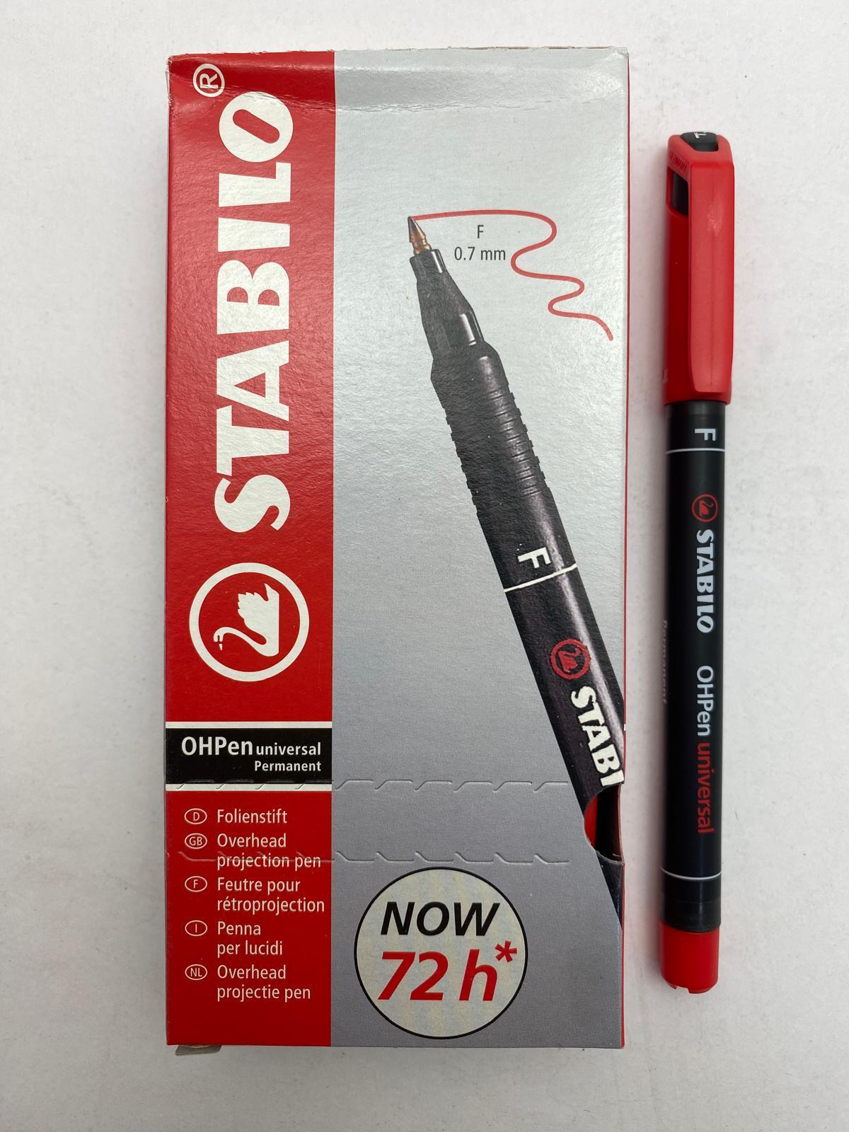 stabilo stabilo ohpen conf 10 pz. pennarello marcatore permanente punta fine (f) da 0,7 mm colore rosso - foto 1