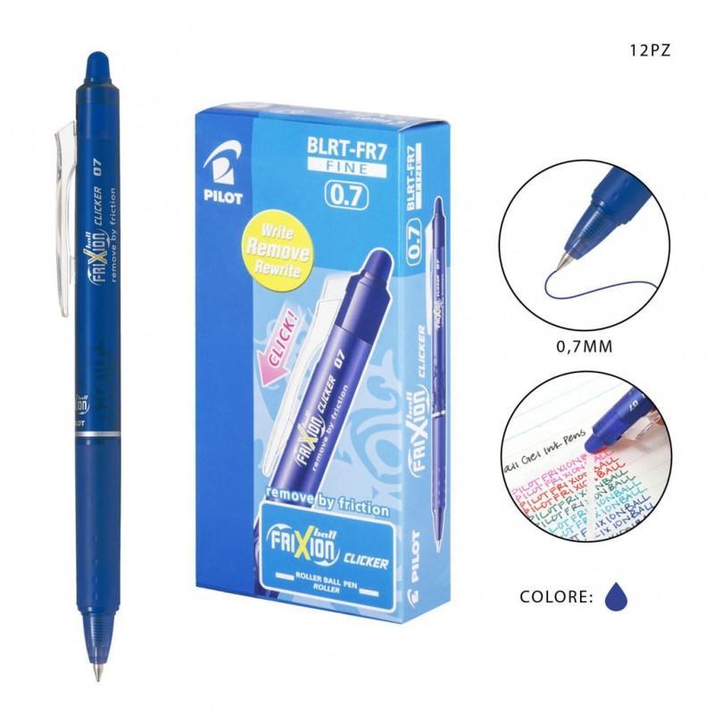 pilot pilot frixion clicker 12 pz penna a sfera cancellabile ricaricabile blu punta da 0,7 mm - foto 1