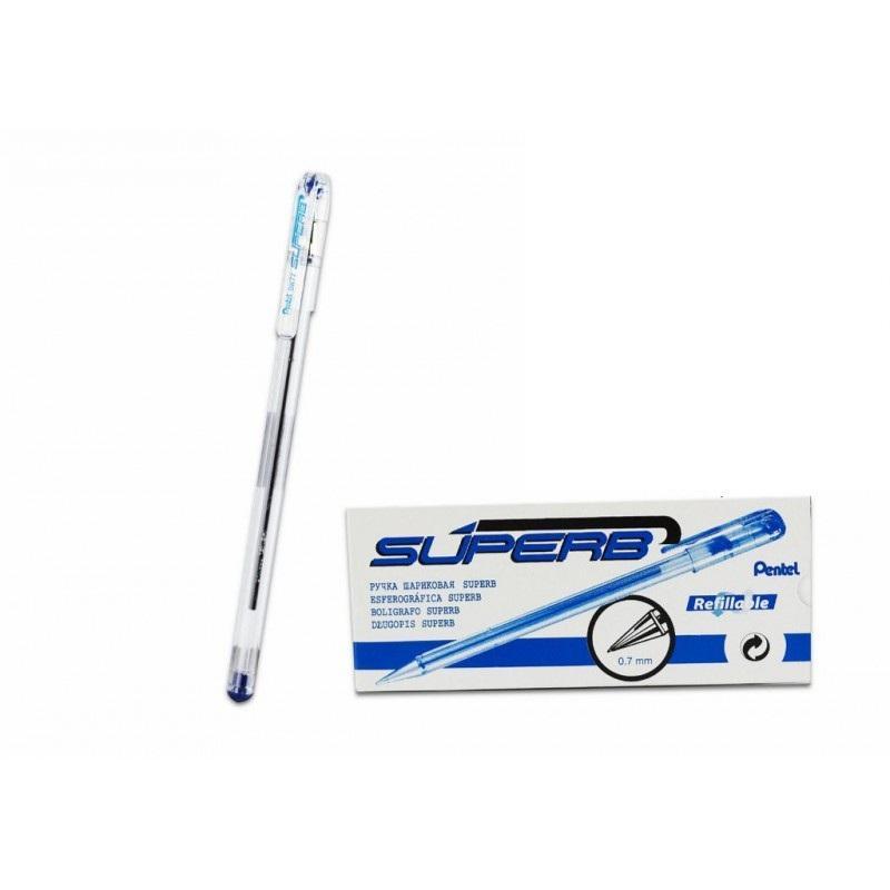 pentel pentel superb bk77 conf. da 12 pz. penna a sfera punta fine da 0,7 mm colore blu - foto 1