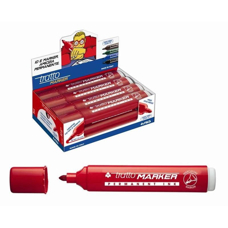 tratto tratto marker 12 pz marcatore indelebile punta tonda colore rosso tratto da 1,4 mm a 2,8 mm - foto 1