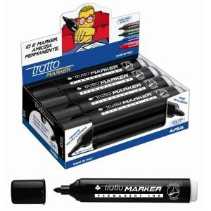 Marker 12 pz marcatore indelebile punta tonda colore nero  da 1,4 mm a 2,8 mm