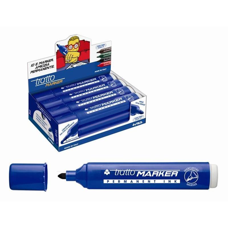 tratto tratto marker 12 pz marcatore indelebile punta tonda colore blu tratto da 1,4 mm a 2,8 mm - foto 1