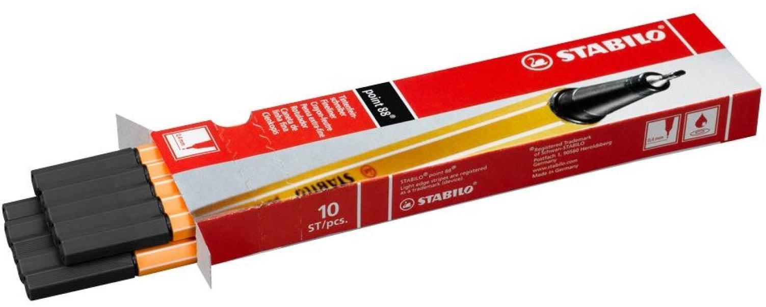 stabilo stabilo point 88 10 pz pennarello fineliner con tratto da 0,4 mm colore nero n° 46 - foto 1