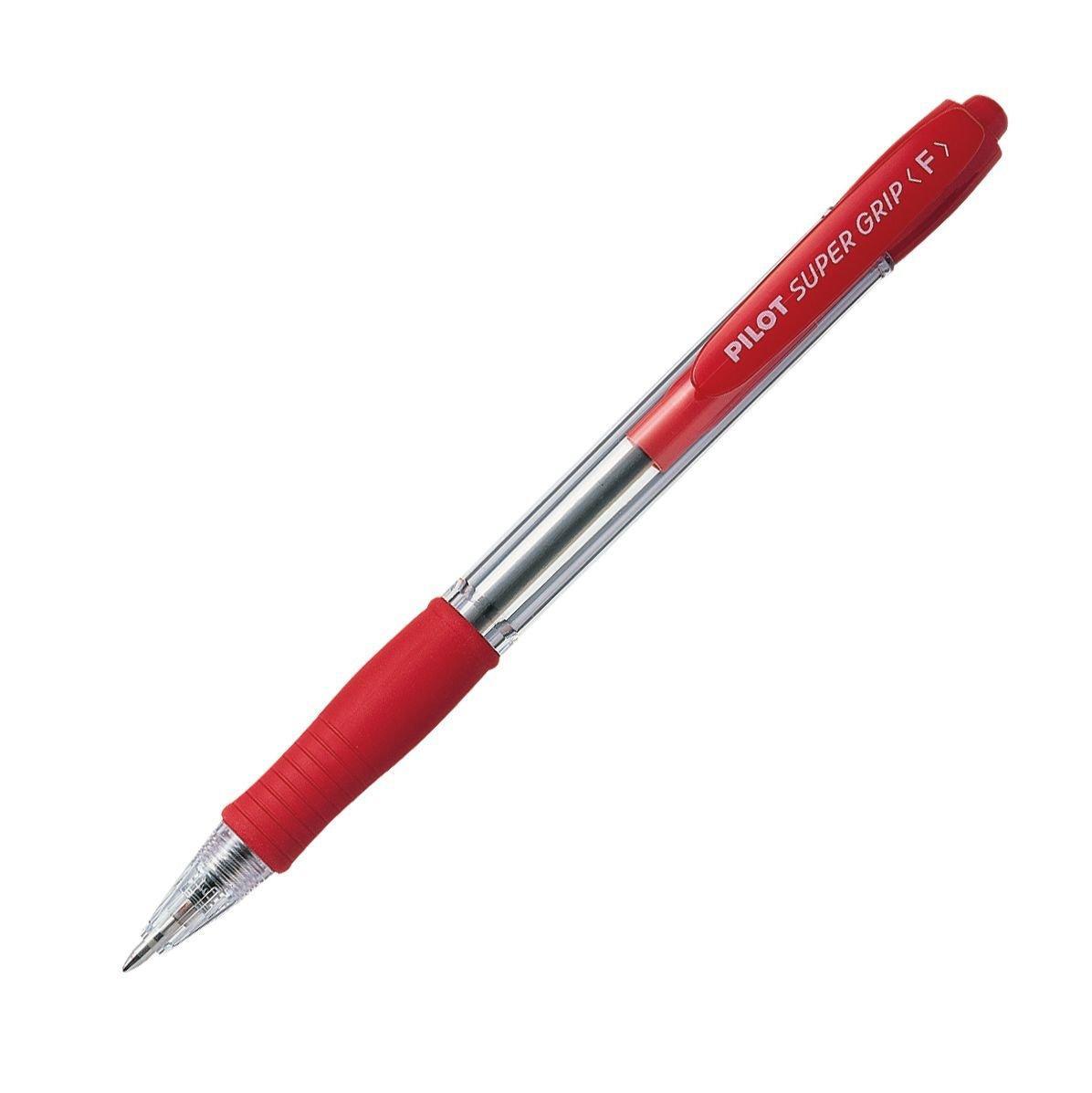 pilot pilot super grip 12 pz penna a sfera rosso a scatto punta da 0,7 mm - foto 1