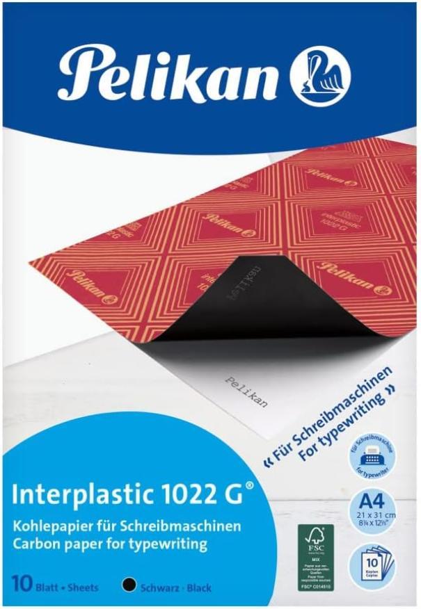 pelikan pelikan carta carbone interplastic 1022g nera a4 10 fg. - foto 1 pelikan pelikan carta carbone interplastic 1022g nera a4 10 fg. - foto 1
