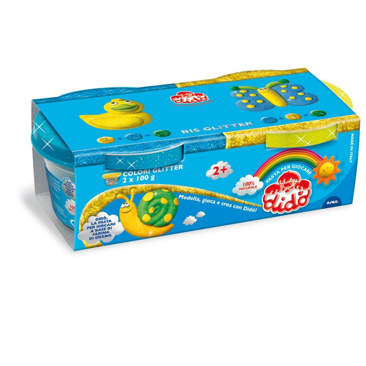 dido' didò bis glitter 2 barattoli da 100 g. colore blu e giallo 396701 - foto 1