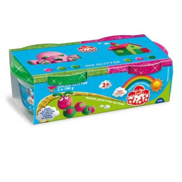 dido' didò bis glitter 2 barattoli da 100 g. colore verde e magenta 396702 - foto 1