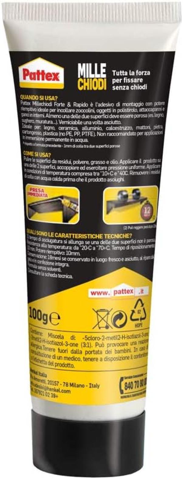 pattex pattex colla millechiodi forte e rapido 100 g - foto 4