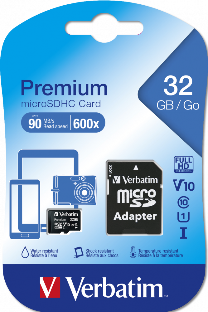 verbatim verbatim micro sdhc da 32 gb con adattatore sd classe 10 44083 - foto 1