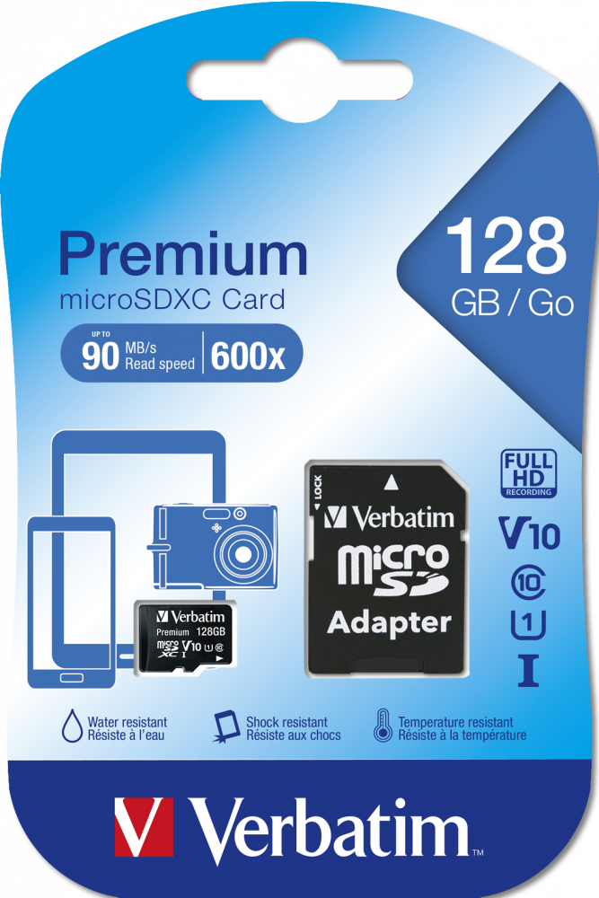 verbatim verbatim micro sdxc da 128 gb con adattatore sd classe 10 44085 - foto 1