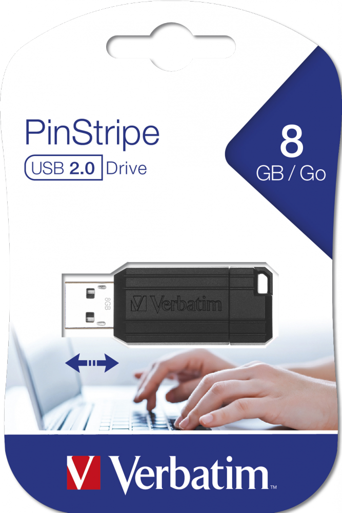 verbatim verbatim pendrive unità usb 2.0 pin stripe da 8 gb nera - foto 1