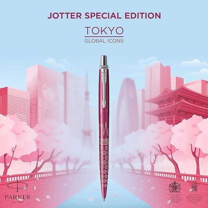 parker parker penna a sfera jotter tokyo rosa edizione speciale con punta media inchiostro blu - foto 2