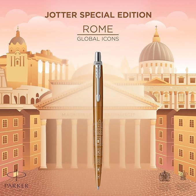parker parker penna a sfera jotter roma bronzo edizione speciale con punta media inchiostro blu - foto 2