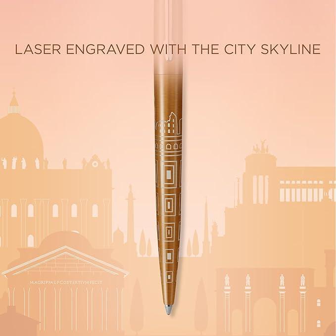 parker parker penna a sfera jotter roma bronzo edizione speciale con punta media inchiostro blu - foto 4