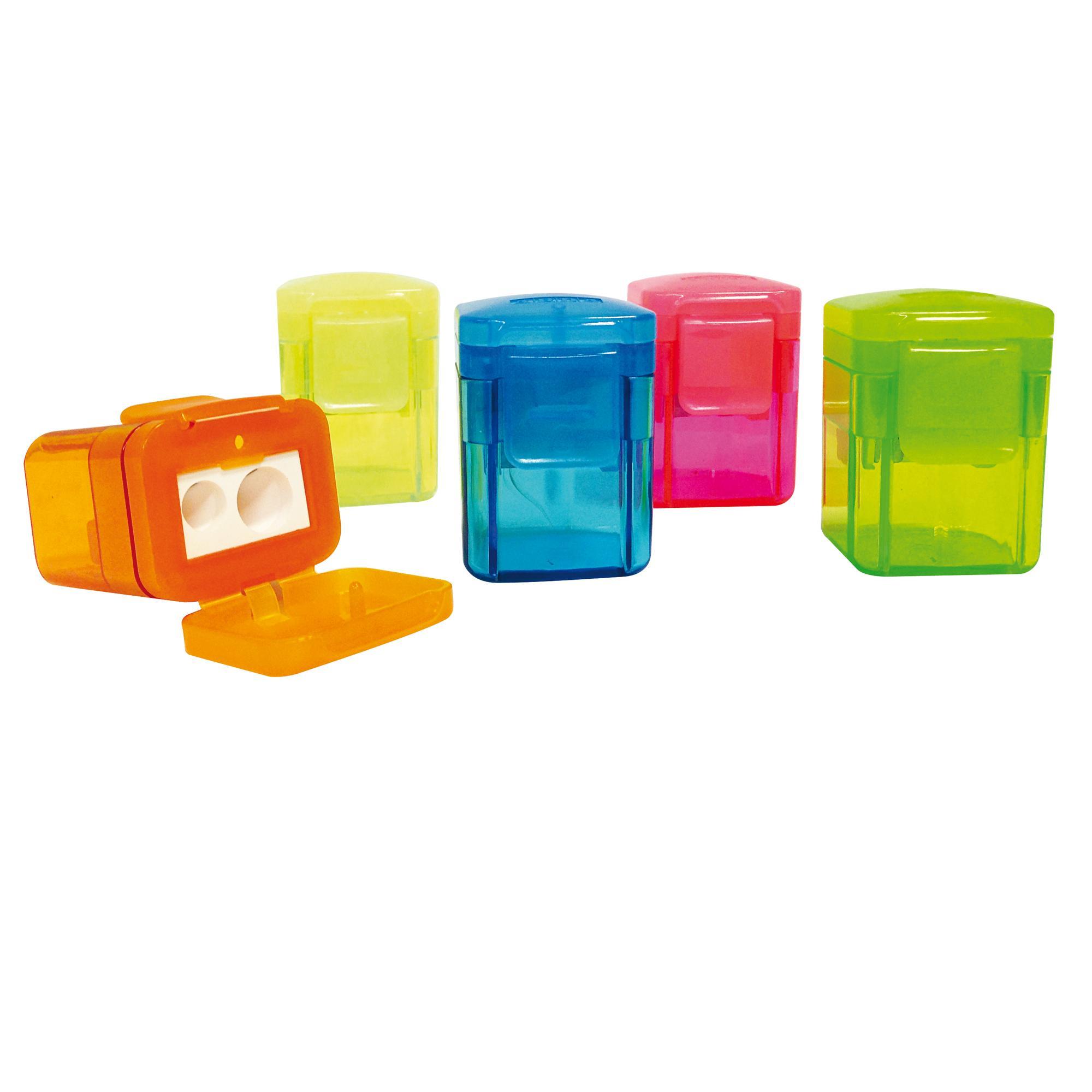 arda arda temperino smart 2 fori con contenitore in plastica colori fluo - foto 1