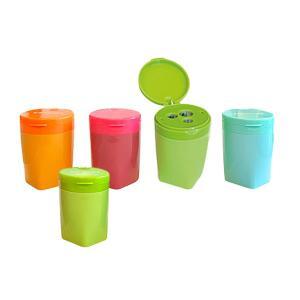 12pz temperino metallo 3 fori  e contenitore in plastica