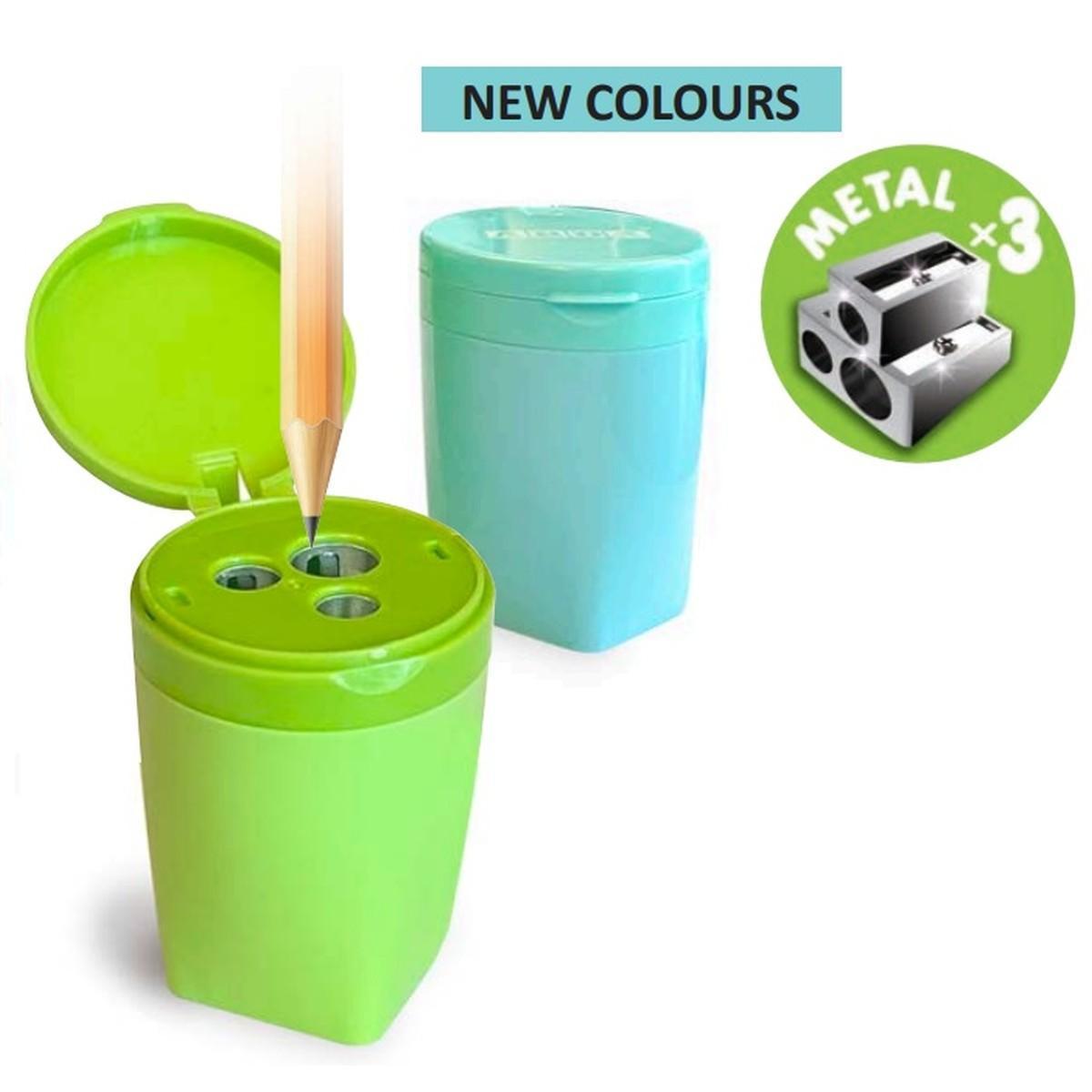 arda arda temperino metallo 3 fori  e contenitore in plastica - foto 2