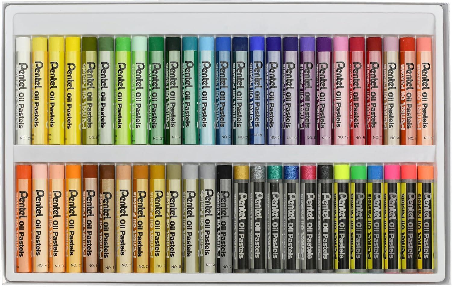 pentel pentel set da 50 pastelli a olio 38 colorati 6 metal 6 fluo pentel arts - foto 2
