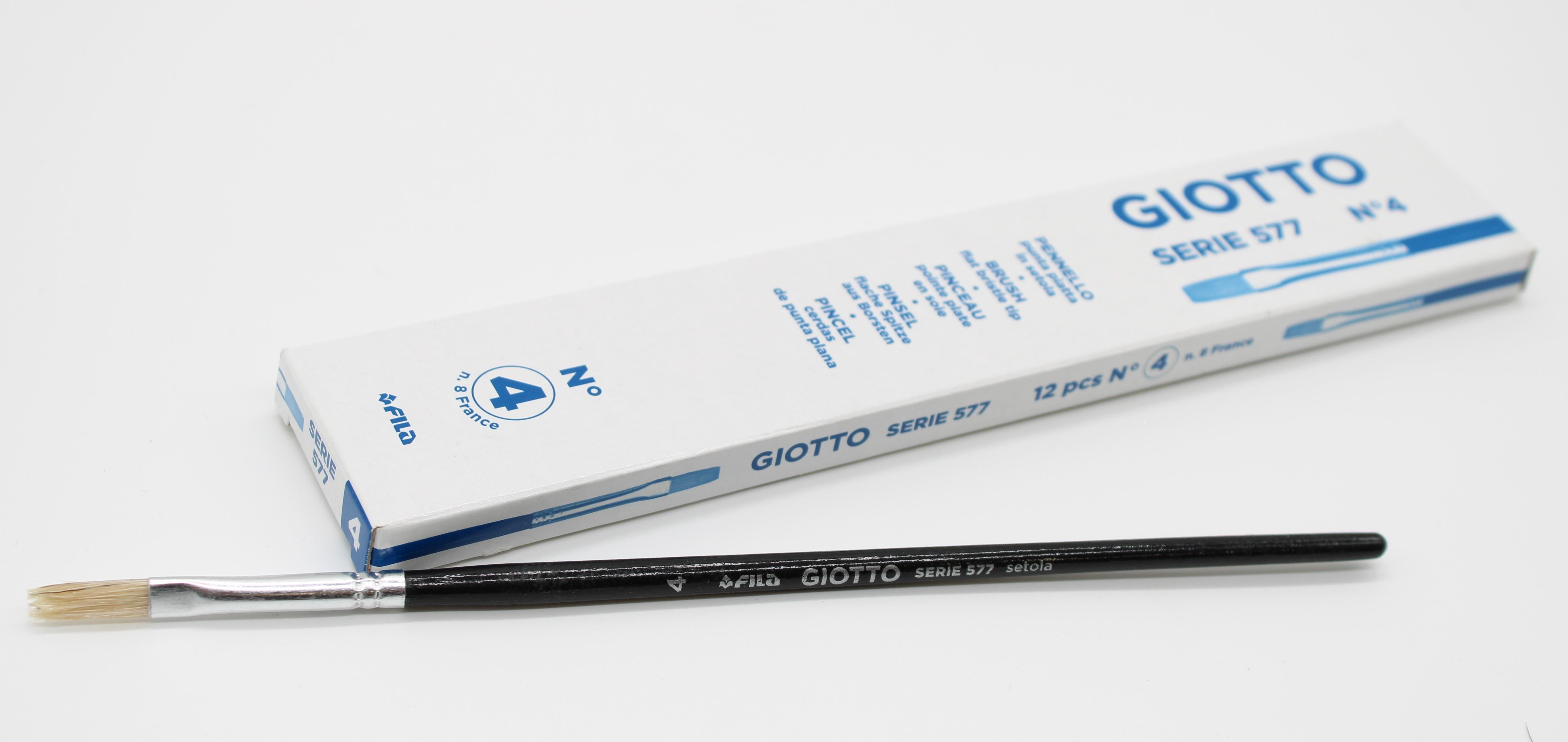 giotto giotto pennello piatto 577 n.4 confezione da 12 pezzi - foto 1