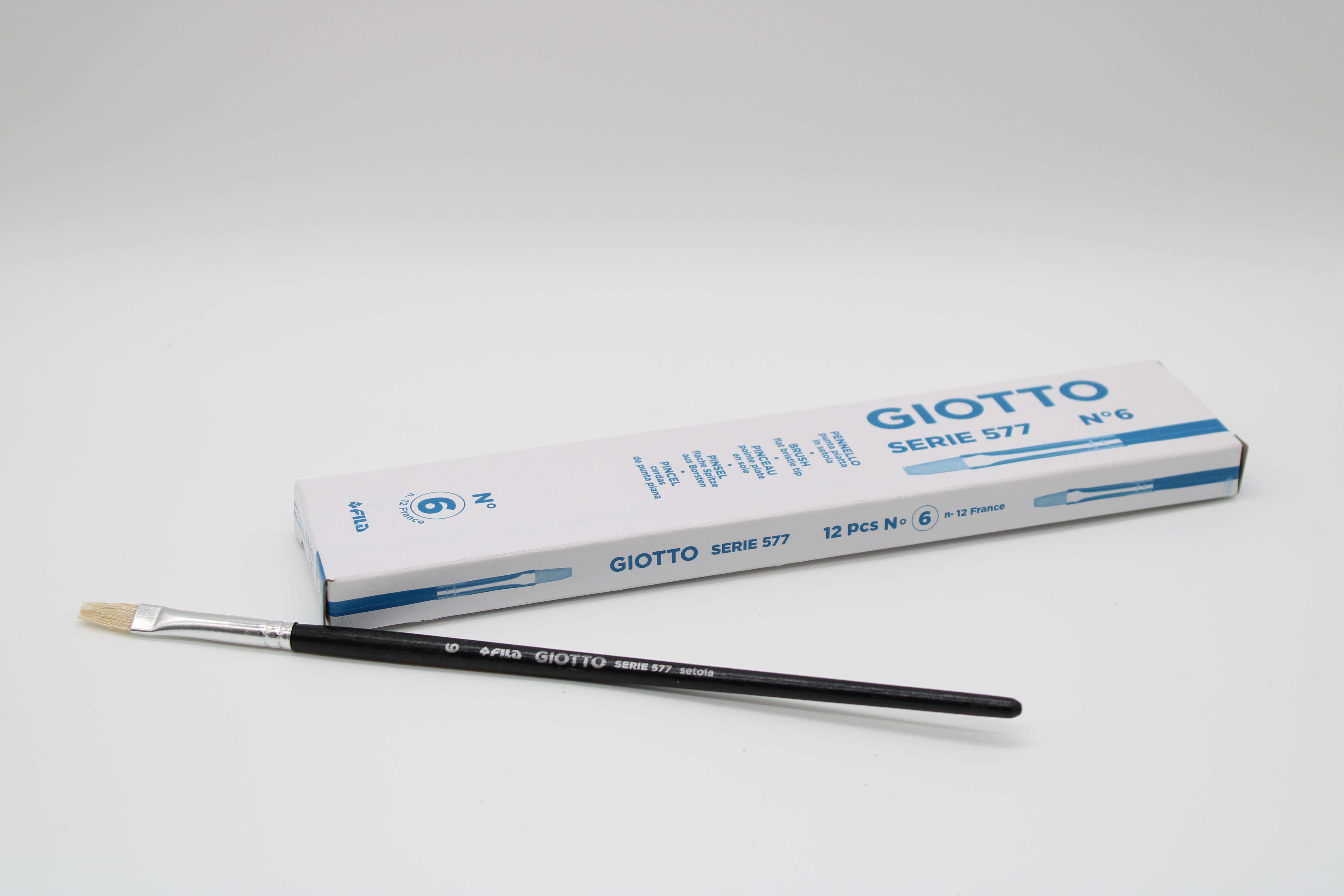 giotto giotto pennello piatto 577 n.6 confezione da 12 pezzi - foto 1