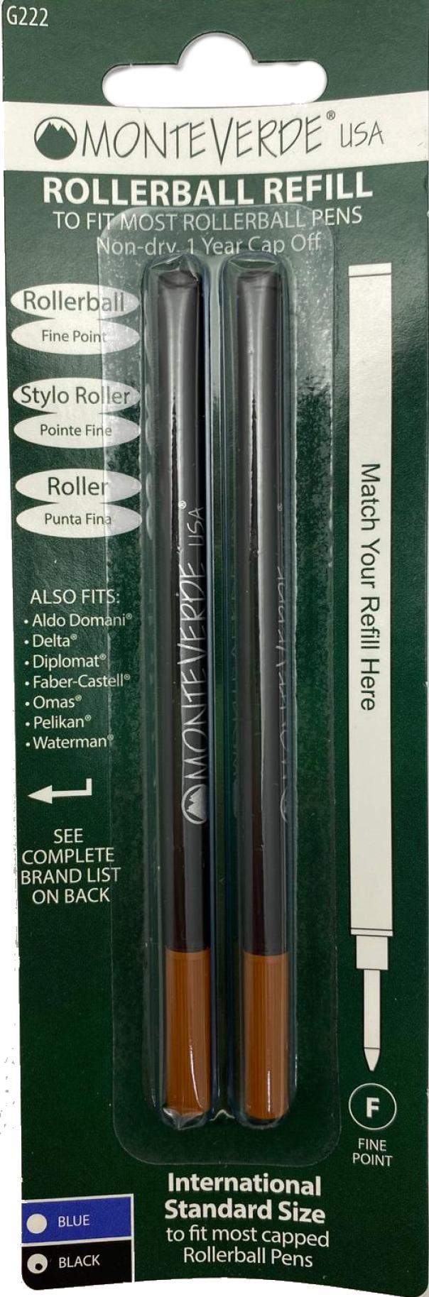 monteverde monteverde refill roller punta fine in blister da 2 pezzi colore nero - foto 1