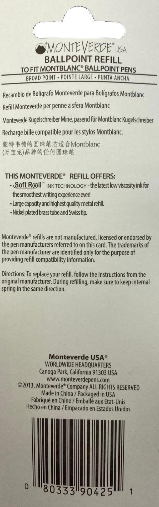 monteverde monteverde refill ballpoint punta broad blister da 2 pz. colore nero - foto 3