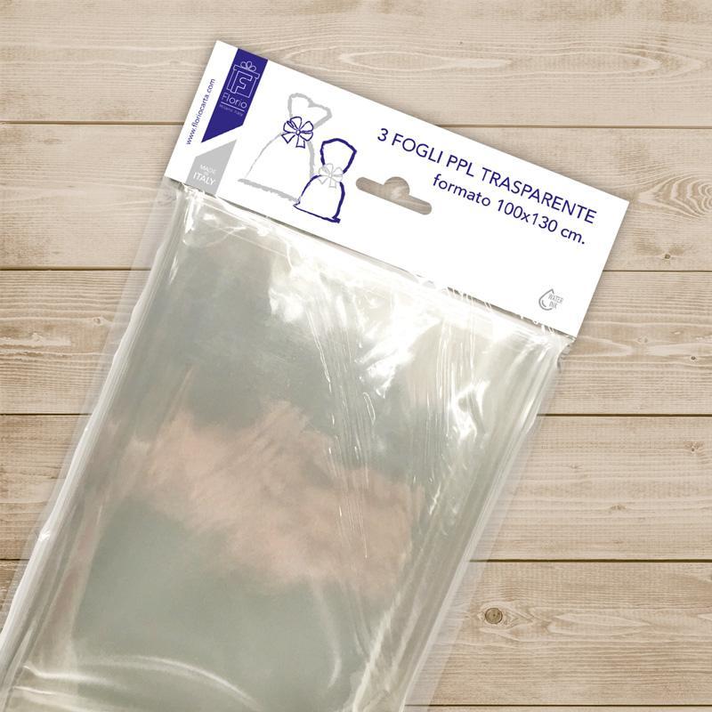 florio carta spa florio cellophan confezione da 3 fogli 100x130 cm trasparente - foto 1
