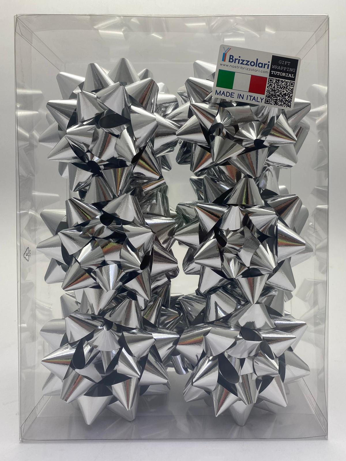 brizzolari brizzolari 12 pz. coccarde stelle maxi 19mm autoadesive argento metallizzato 3370 - foto 1
