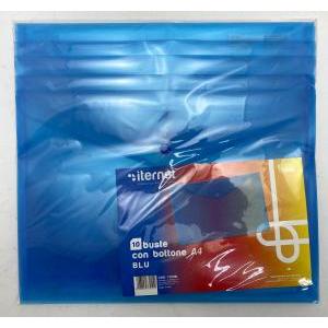 Plastidea 10 pz buste con bottone portadocumenti a4 colore blu