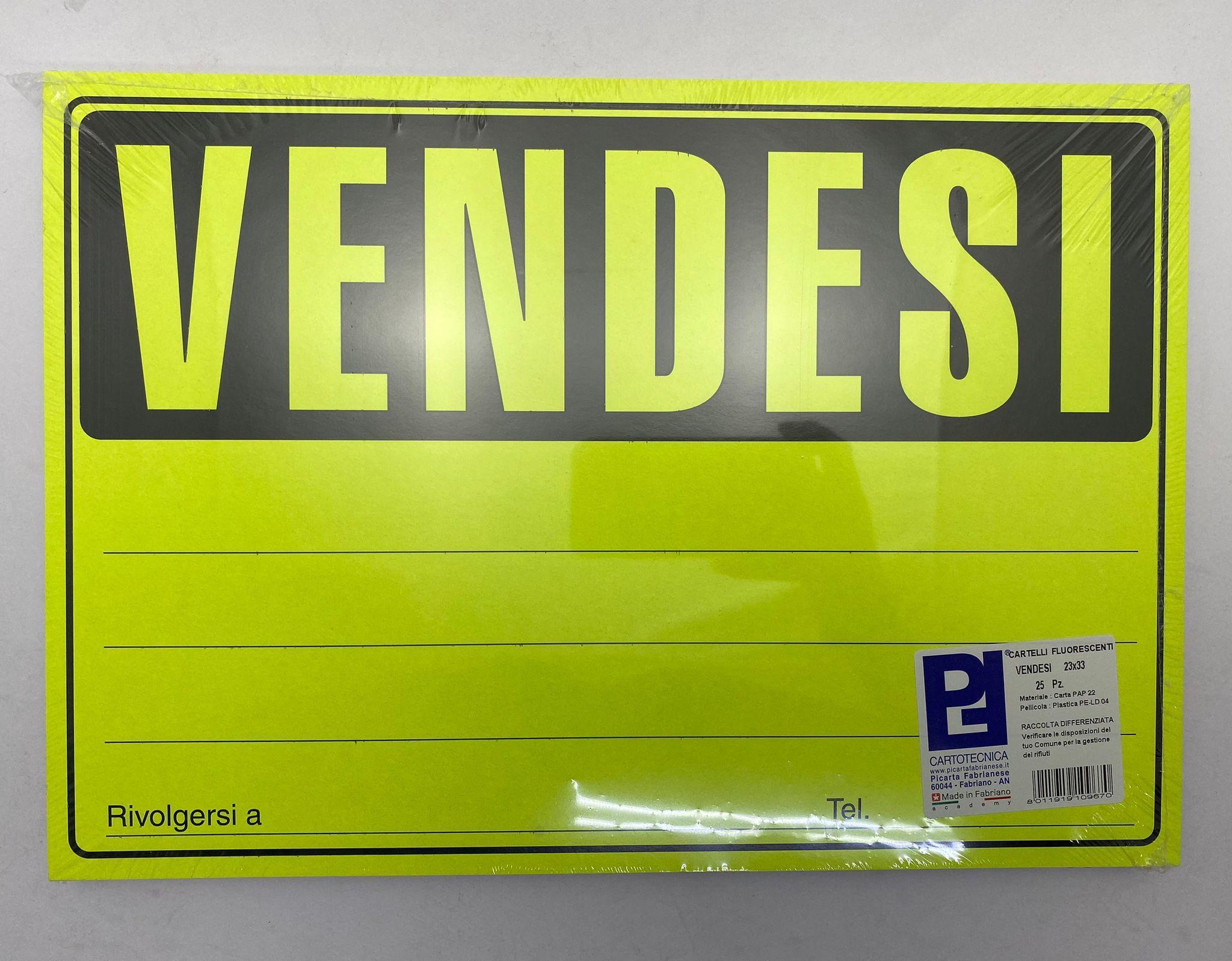 picarta fabrianese srl picarta fabrianese 25 pz cartelli vendesi 22x33 cm colori assortiti fluo - foto 1 picarta fabrianese srl picarta fabrianese 25 pz cartelli vendesi 22x33 cm colori assortiti fluo - foto 1