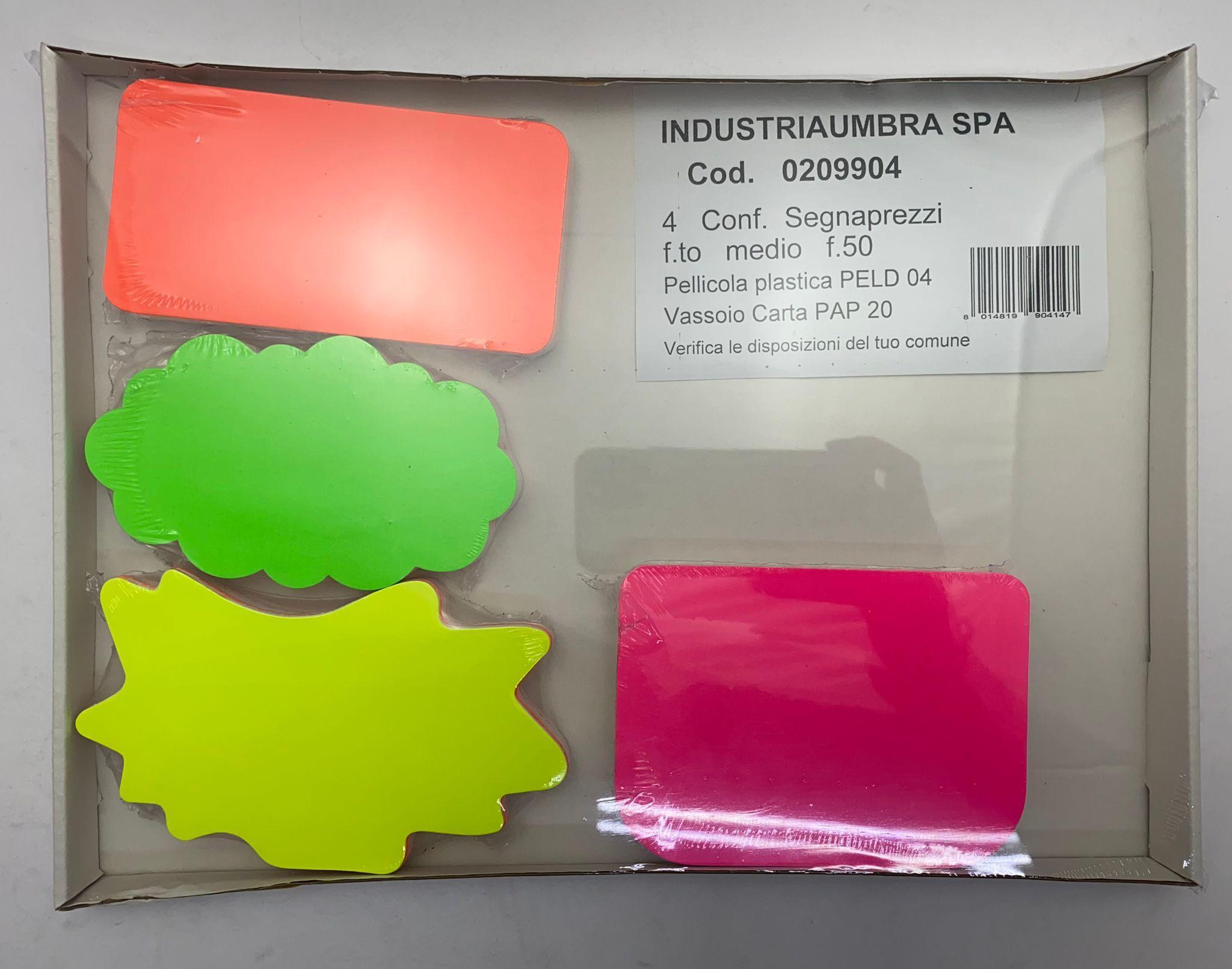 industria umbra segnaprezzo cartoncino 200 pz cartellini forme e colori fluo assortiti 50pz per tipo - foto 1 industria umbra segnaprezzo cartoncino 200 pz cartellini forme e colori fluo assortiti 50pz per tipo - foto 1