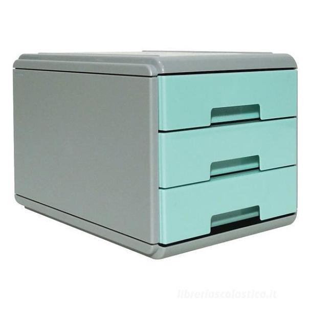 arda arda mini cassettiera keep colour pastel grigio/azzurro 3 cassetti 17,7x25,4x17cm (misura interna 15,8x22x4cm formato a5) - foto 1