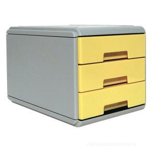 Mini cassettiera keep colour pastel grigio/giallo 3 cassetti 17,7x25,4x17cm (misura interna 15,8x22x4cm formato a5)
