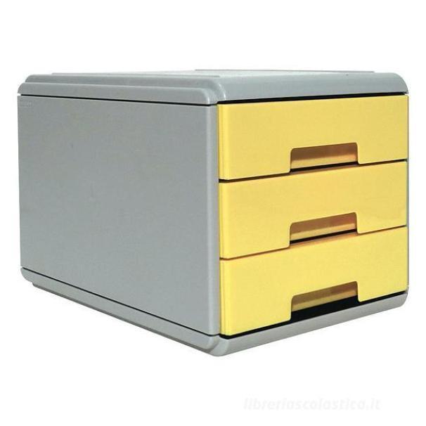 arda arda mini cassettiera keep colour pastel grigio/giallo 3 cassetti 17,7x25,4x17cm (misura interna 15,8x22x4cm formato a5) - foto 1