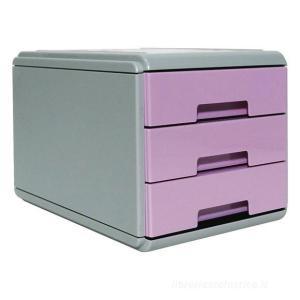 Mini cassettiera keep colour pastel grigio/lilla 3 cassetti 17,7x25,4x17cm (misura interna 15,8x22x4cm formato a5)