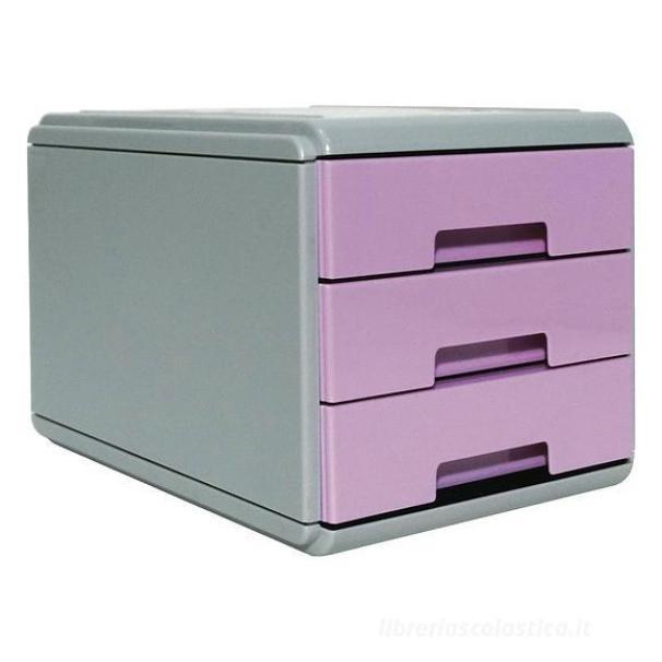 arda arda mini cassettiera keep colour pastel grigio/lilla 3 cassetti 17,7x25,4x17cm (misura interna 15,8x22x4cm formato a5) - foto 1