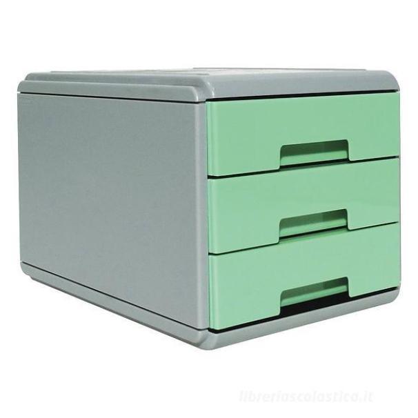 arda arda mini cassettiera keep colour pastel grigio/verde 3 cassetti 17,7x25,4x17cm (misura interna 15,8x22x4cm formato a5) - foto 1