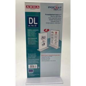 Portadepliant da tavolo con base a t formato dl 10x21cm