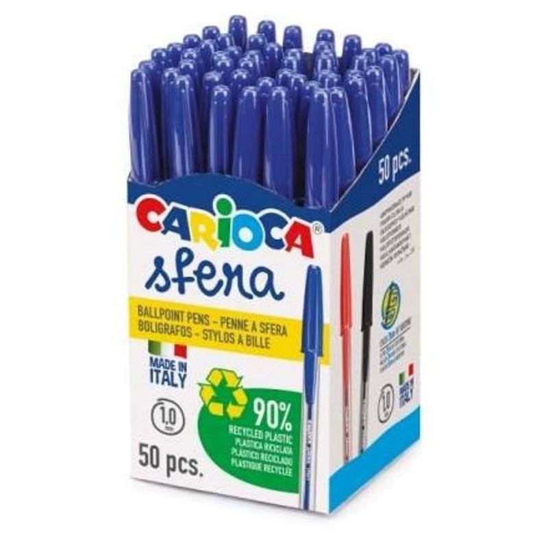 carioca carioca confezione 50pz penne a sfera blu tratto 1.0 mm - foto 1