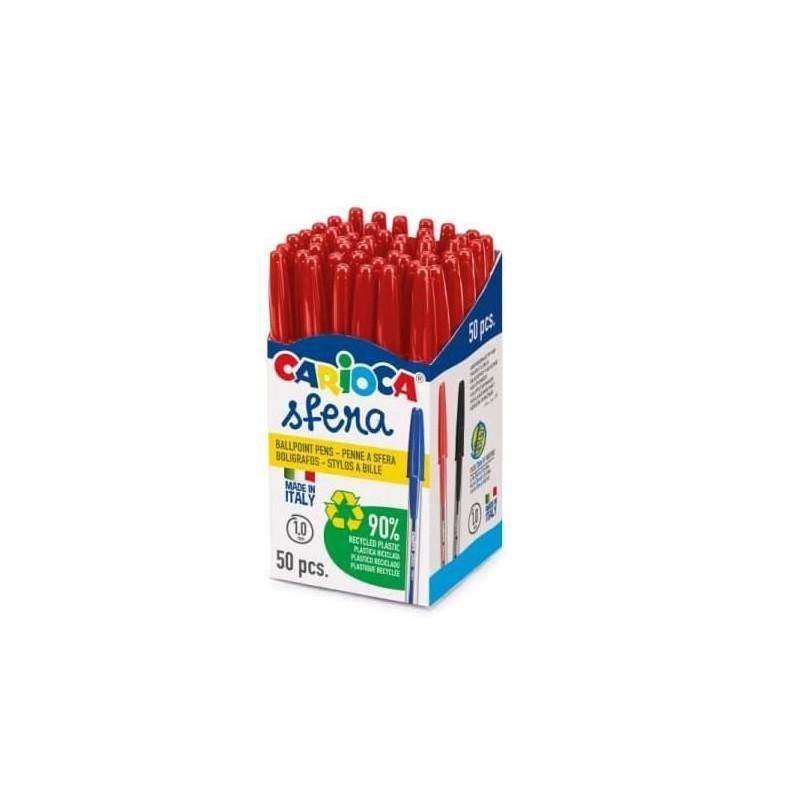 carioca carioca confezione 50 pz penne a sfera rosso tratto 1.0 mm - foto 1