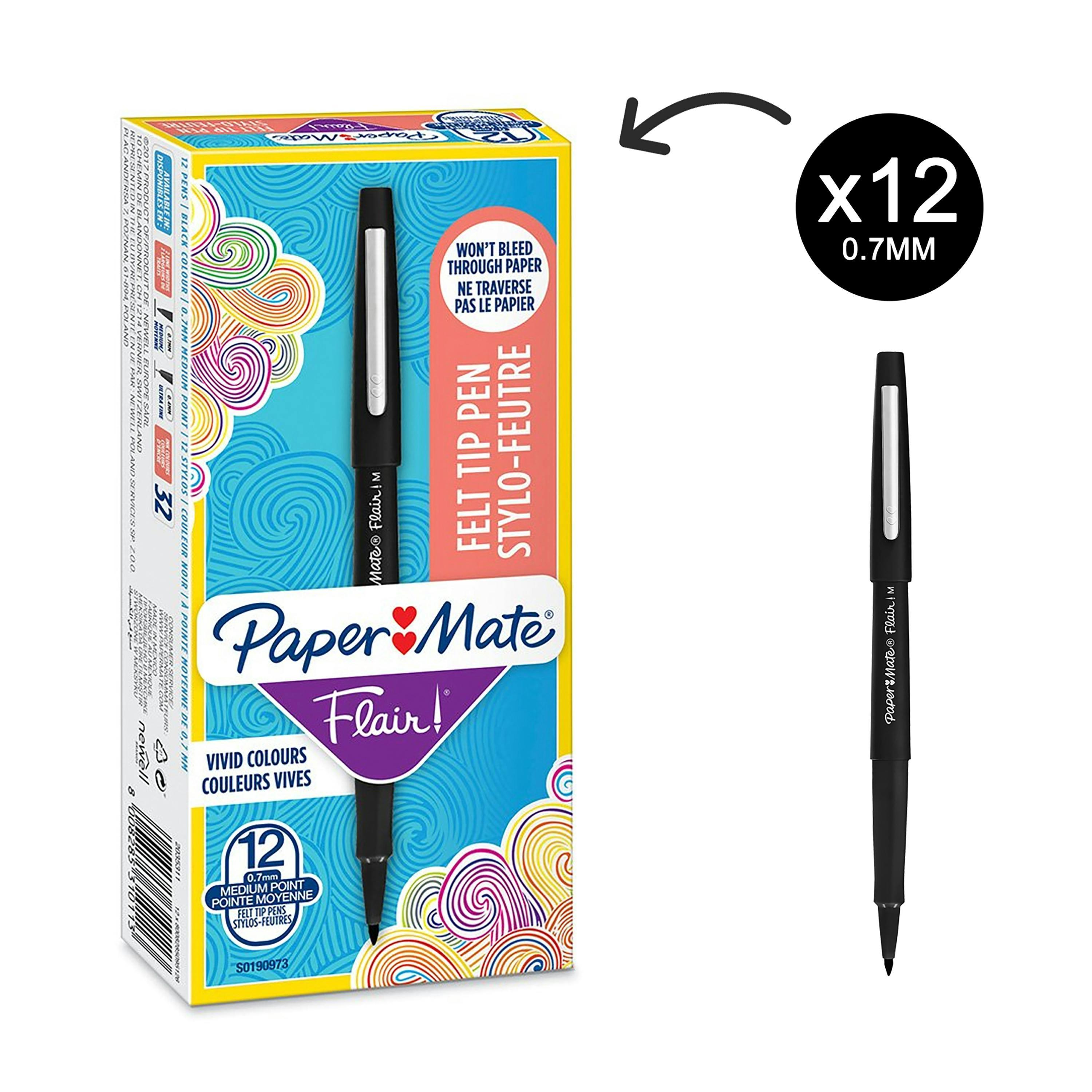 paper mate paper mate nylon flair 12 pz penna nero punta in feltro m tratto 0,7 mm - foto 2