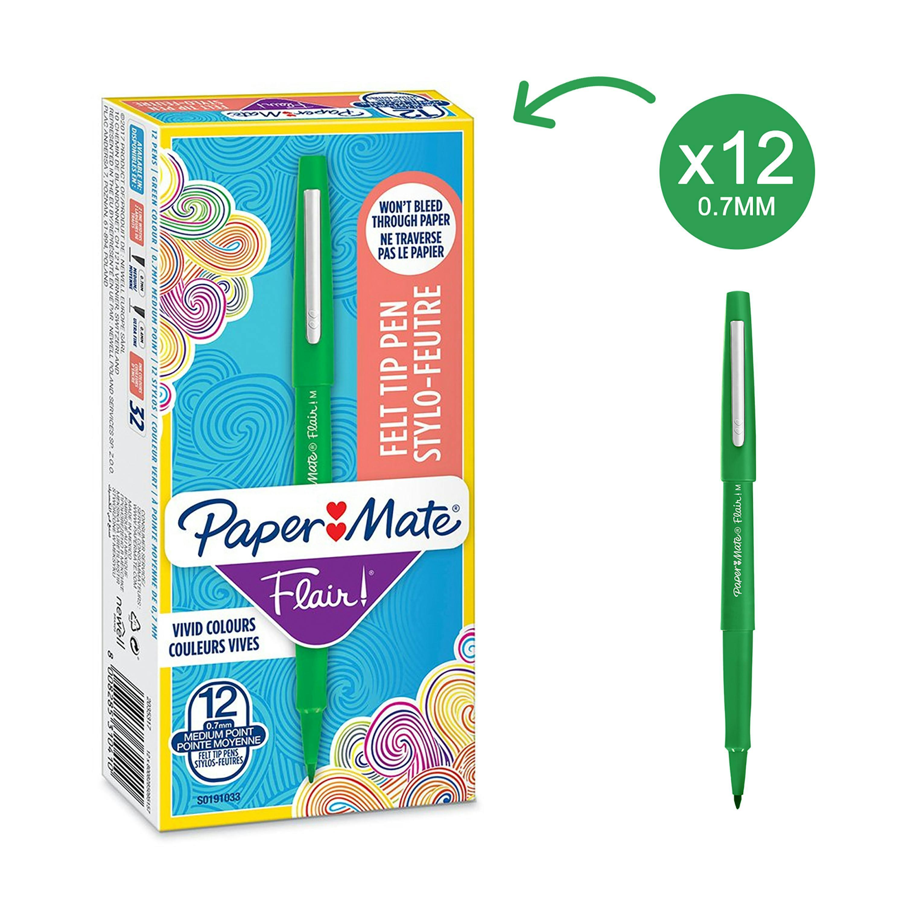 paper mate paper mate nylon flair 12 pz penna verde punta in feltro m tratto 0,7 mm - foto 2