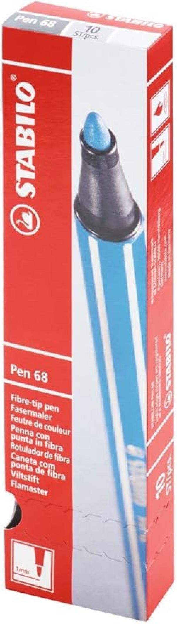 stabilo stabilo pen 68 10 pz pennarello premium n.11 blu ghiaccio tratto 1,0 mm - foto 4
