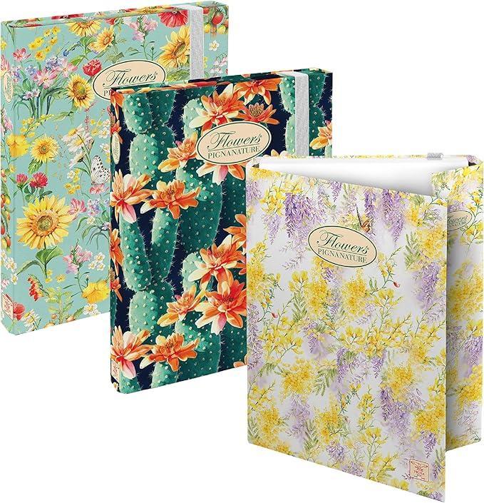 pigna pigna flowers nature 6pz cartella portaprogetti con elastico 26x34cm dorso 3cm in 3 fantasie floreali - foto 1