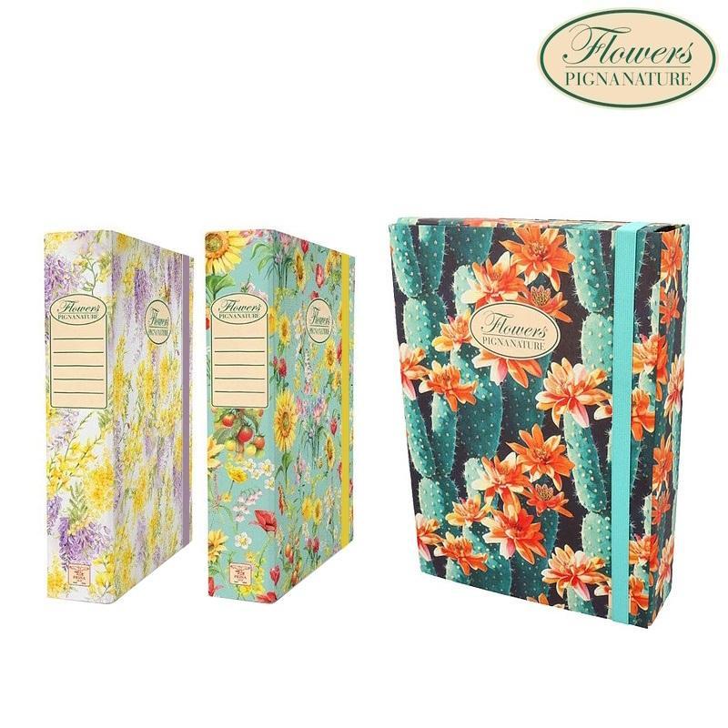 pigna pigna flowers nature 3pz cartella portaprogetti con elastico 26x34cm dorso 7cm in 3 fantasie floreali - foto 1