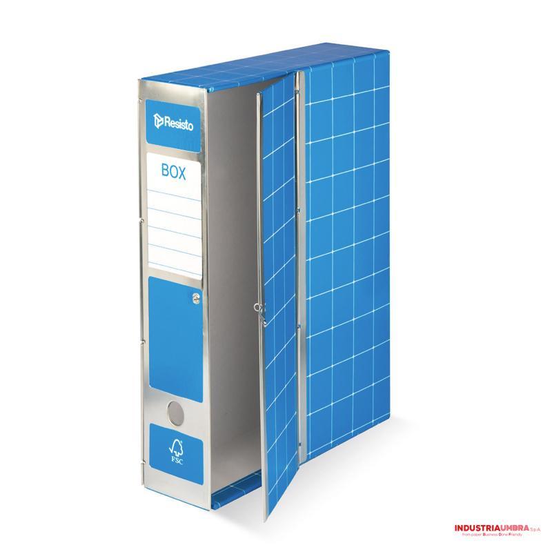 brefiocart brefiocart scatola box blu resisto con cerniera in metallo 29,5x37,5cm dorso 9cm - foto 1