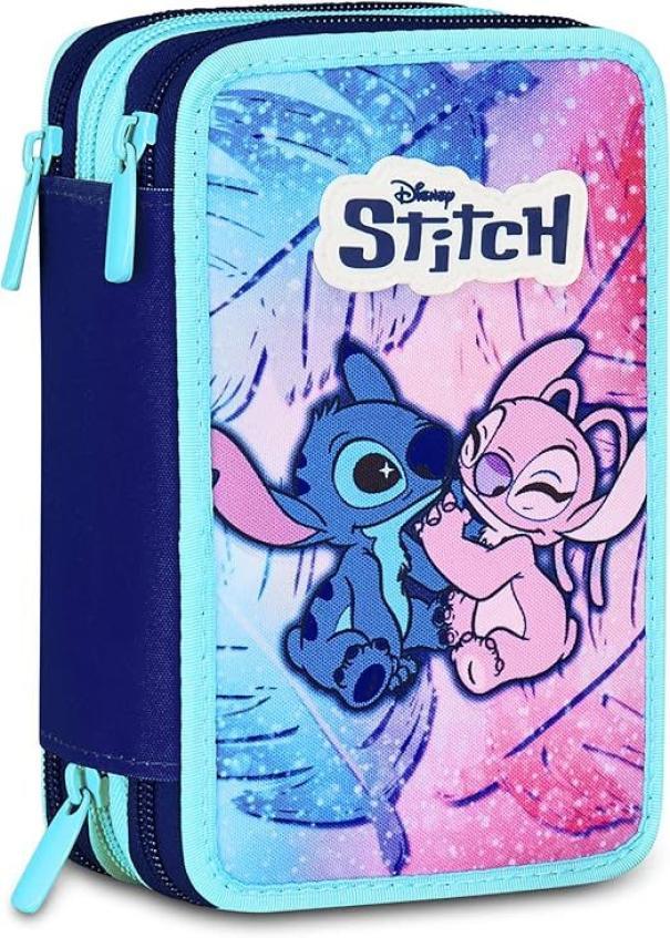 seven seven astuccio scuola 3 zip lilo & stitch  20x12,5x7cm - foto 1