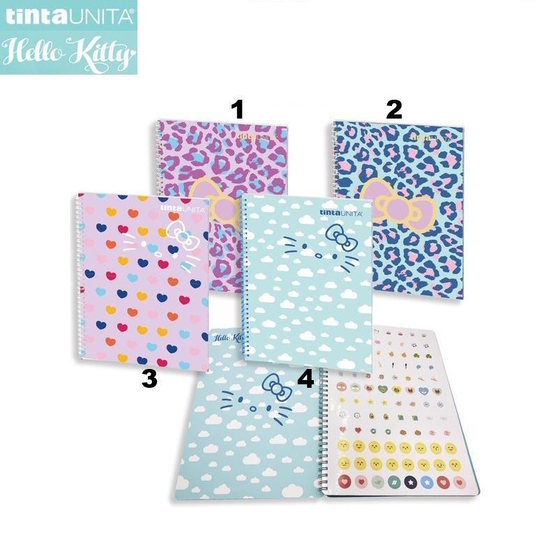 tinta unita maxi quaderno hello kitty tinta unita spiralato con stickers a4 1rigo 70fg 80gr/mq - foto 1